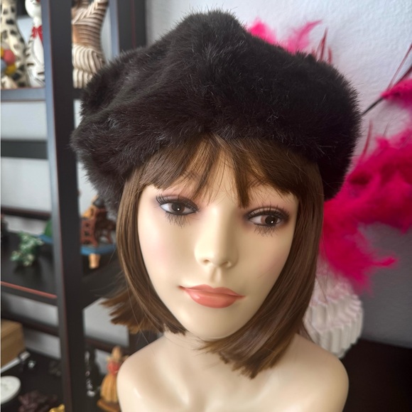 Vintage Dark Brown Faux Fur Beret - Picture 5 of 9